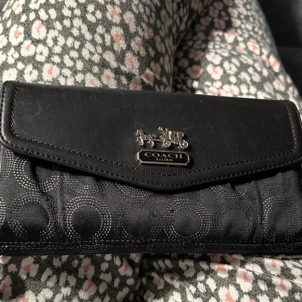 Coach Black Women's Wallet with Silver Accents